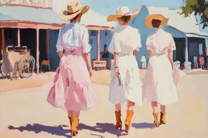 Western Town Stroll by Melloi Art Prints