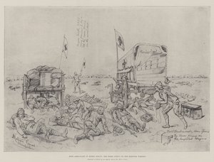 Boer Ambuscade at Koorn Spruit, the Boers firing on the Hospital Wagons by Melton Prior