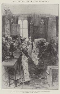 The Death of Mr Gladstone, in the Temple of Peace, Hawarden, Villagers Paying a Last Visit to their Distinguished Neighbour by Melton Prior