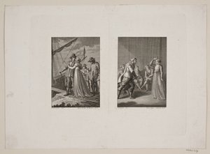 Farewell Scene at a Ship; A Man Drawing His Sword Before a Woman by Meno Haas