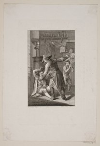 Illustration with Uniformed Person Fighting a Lying Man by Meno Haas