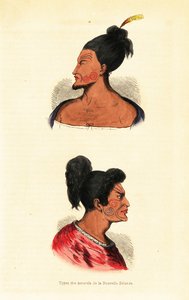 Busts of Maori Men with Face Tattoos from New Zealand