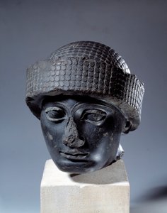 Head in Diorite Without Inscription of Gudea, Governor of the City of Lagash. About 2120 BC. Neo-Sumerian Period (ca. 2150-2000 BC). Paris, Louvre Museum by Mesopotamian Mesopotamian
