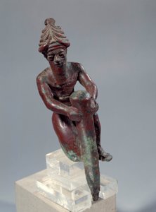 Mesopotamie: Copper Foundation Figure Depicting the God Pushing a Nail by Mesopotamian Mesopotamian