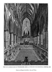 The nave looking east of Westminster Abbey, 1843 by Messrs Sly and Wilson