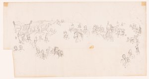 Drawing of the Painting Depicting the Battle of Waterloo