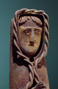 Candle holder with a figure of Jesus by Mexican School