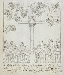 The Erection of the First Cross, from Historia de Tlaxcala by Diego Munoz Camargo