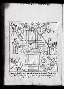 Franciscans Burning Temples, Illustration from Historia de Tlaxcala by Diego Munoz Camargo
