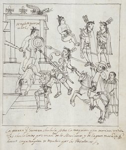 Evangelical Battle, from Historia de Tlaxcala by Diego Munoz Camargo by Mexican School