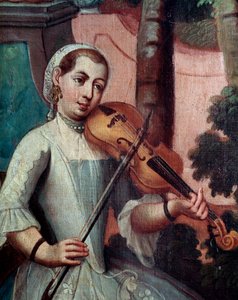 Violin Player (detail) by Mexican School