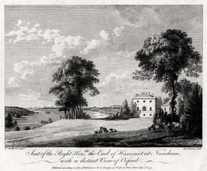 Seat of the Right Honourable the Earl of Harcourt at Nuneham, with a Distant View of Oxford, 1775 by Michael Angelo Rooker
