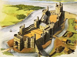 Caernarvon Castle in the time of King Edward the First by Michael Godfrey