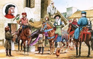 Canterbury Tales: Pilgrims Setting Off from the Tabard Inn by Michael Godfrey