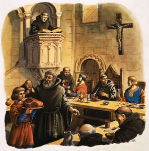 Novices Serving Meals in Refectory by Michael Godfrey
