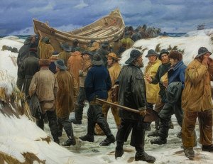 The Lifeboat is Carried Through the Dunes by Michael Peter Ancher