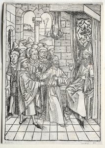 Der Schatzbehalter: Christ before Caiaphas Verso, 1491 by Michael Wolgemut