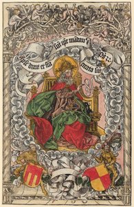 Title Woodcut with God the Father on the Heavenly Throne, Hand Raised in Blessing