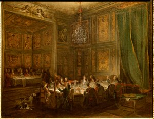 Dinner of Prince Louis Francois de Conti, Temple Palace. Painting by Michel Barthelemy Ollivier (1712-1784) 1766