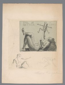 Ex Libris of Emil W. Netter by Michel Fingesten (signed by artist)