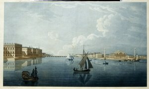 The Stock Exchange and The Marble Palace in Saint Petersburg by Michel Francois Damam Demartrait
