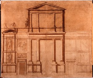 Drawing of the facade of San Lorenzo by Michelangelo (after) Buonarroti