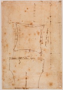 Plan and elevation of capital, 16th century by Michelangelo (after) Buonarroti