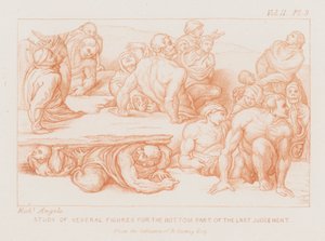 Study of several figures for the bottom part of The Last Judgement by Michelangelo (after) Buonarroti