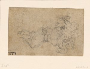 David and Goliath. Verso Ruled Architectural Studies, ca. 1550-1556, I, 32b