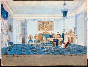 View of the Salon in the Residence of Princess Zinaida Alexandrovna Volkonskaia (1792-1862) in Moscow by Michelangelo Barberi