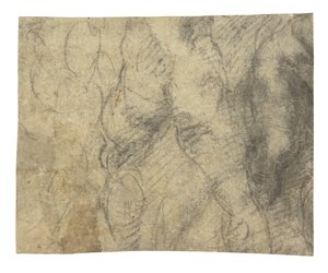 A male nude seen from behind by Michelangelo Buonarroti
