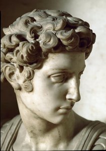 Allegory of Day and Night: Detail of the Deceased. Mausoleum of Giuliano de Medici. Marble Sculpture