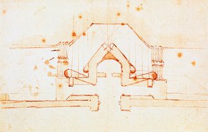 Drawing of Fortifications for Florence, design by Michelangelo Buonarroti, Italy by Michelangelo Buonarroti