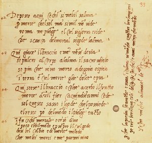 Manuscript of poem by Michelangelo Buonarroti