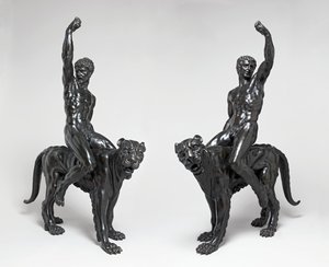 Nude bacchants riding panthers