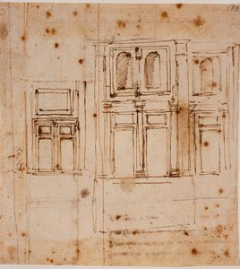 Wall elevations for the Laurenziana vestibule by Michelangelo Buonarroti