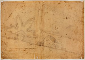 Study of Figure by Other Hand and Handwritten Inscription by Michelangelo Buonarroti