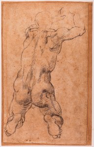Study of kneeling male nude by Michelangelo Buonarroti