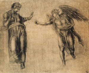 The Annunciation, Drawing by Michelangelo by Michelangelo Buonarroti
