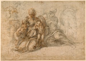 The Holy Family (recto); Amorous Putti (verso) c. 1530 by Michelangelo Buonarroti