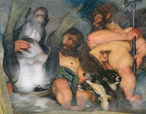 Allegory of the Elements, Neptune and Triton with Cerberus (detail) by Michelangelo Merisi Caravaggio