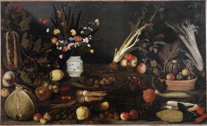 Still Life with Flowers and Fruits by Michelangelo Merisi da Caravaggio