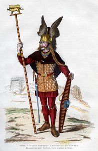 Gaul Chief in Battle Dress Carrying a Standard by Michelet