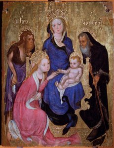 The mystical marriage of Saint Catherine with Saints John the Baptist and Anthony of Egypt by Michelino Molinari da (attr. to) Besozzo