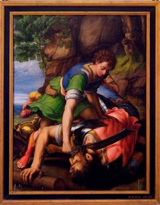 David and Goliath by Michiel I Coxie or Coxcie