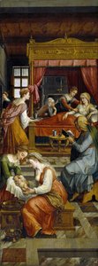 The Birth of the Virgin by Michiel I Coxie or Coxcie