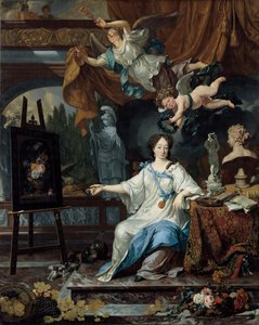 Allegorical Portrait of a Woman, Probably Rachel Ruysch (1664-1750) by Michiel van Musscher