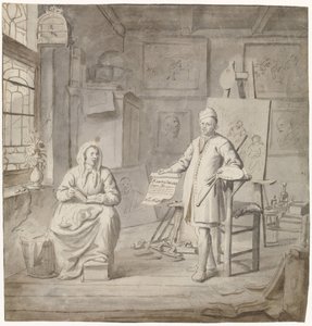 Painter Michiel Comans and His Third Wife Elisabeth van der Mersche in the Studio by Michiel van Musscher