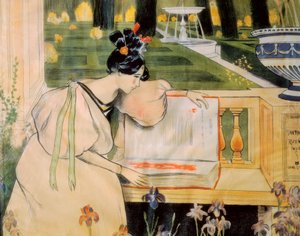 Presentation poster of Les pages de la vie de Rusinol i Prats by Miguel Utrillo