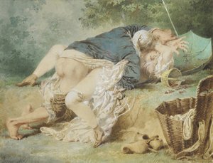 Lovers in a Park, 1865 by Mihaly von Zichy
